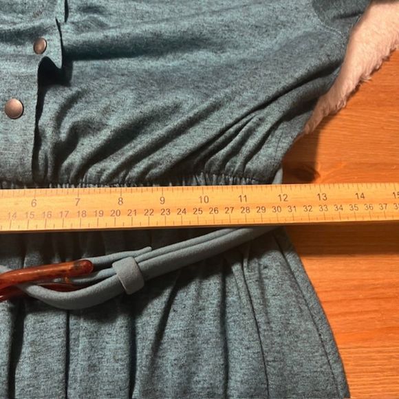 VTG Chofflet Prestige Paris Womens Green Mink Wool Blend Maxi Dress w Belt Sz 9 - Picture 14 of 14